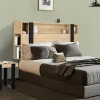 Tête de lit sur pied PHOENIX 160 cm avec rangements bois et noir>IDMarket Clearance