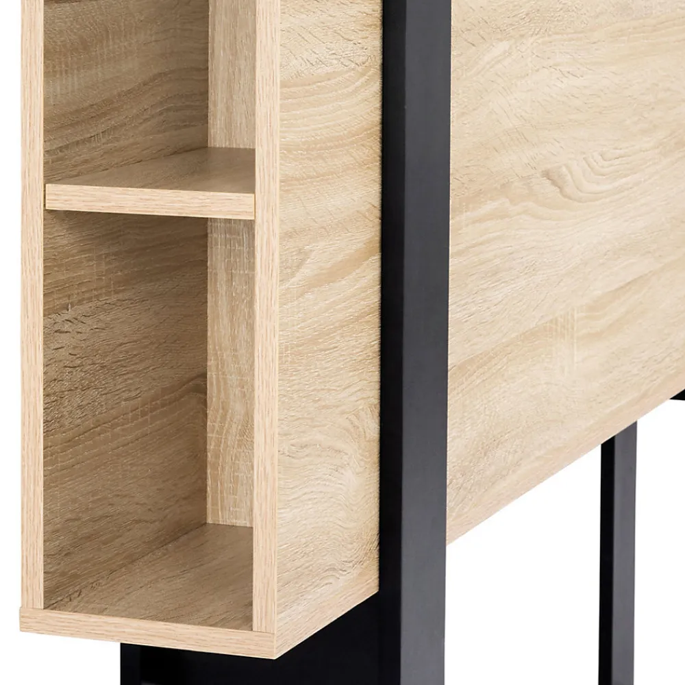Tête de lit sur pied PHOENIX 160 cm avec rangements bois et noir>IDMarket Clearance