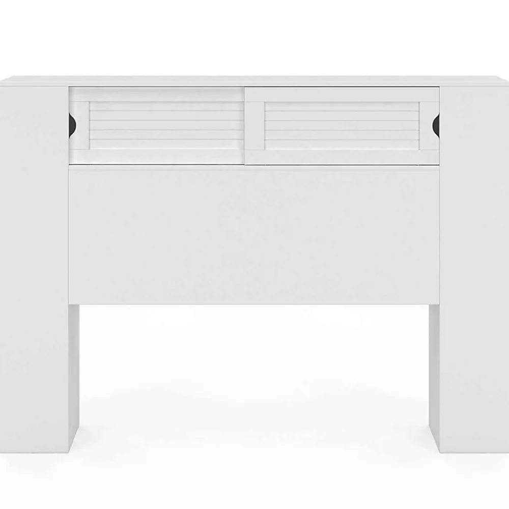IDMarket Tête de lit sur pied SALEM 145 cm avec rangements fermés et niches blanc* Tête De Lit