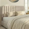 Tête de lit suspendue ALBA 160 cm en velours beige>IDMarket Online