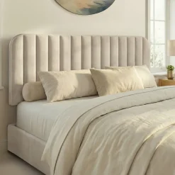 Tête de lit suspendue ALBA 160 cm en velours beige>IDMarket Online