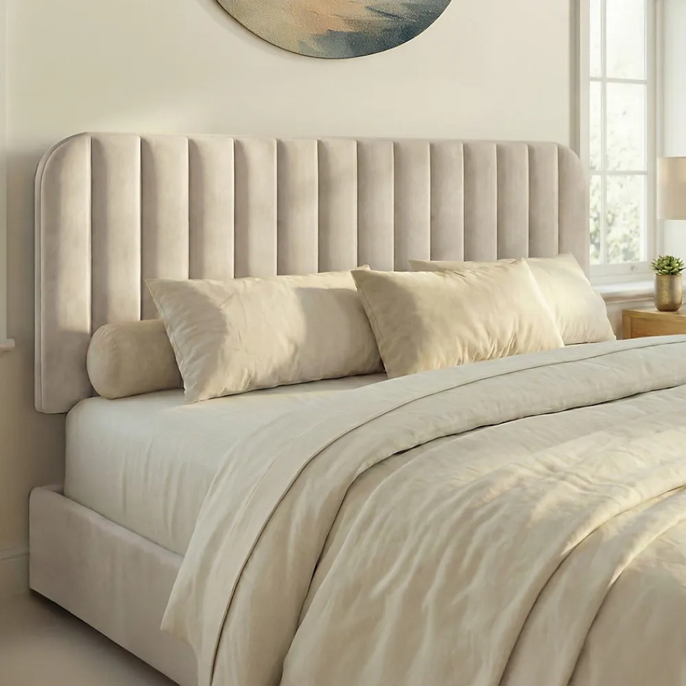 Tête de lit suspendue ALBA 160 cm en velours beige>IDMarket Online