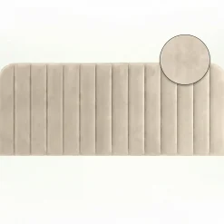 Tête de lit suspendue ALBA 160 cm en velours beige><noscript><img width=