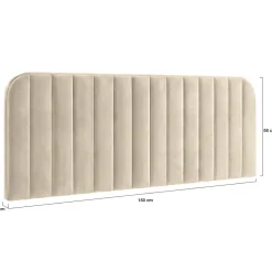 Tête de lit suspendue ALBA 160 cm en velours beige><noscript><img width=