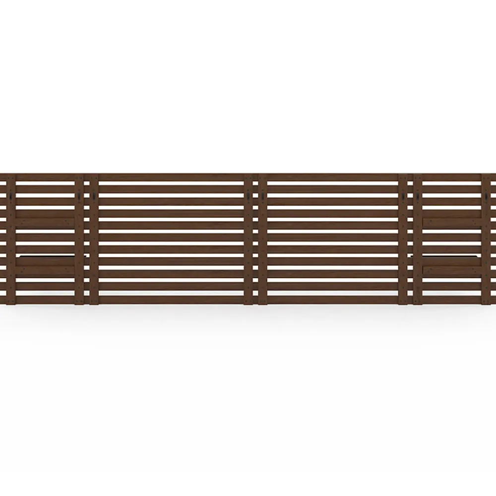 Tête de lit suspendue en lattes AVA 240 cm bois vieilli et étagères noires>IDMarket Sale