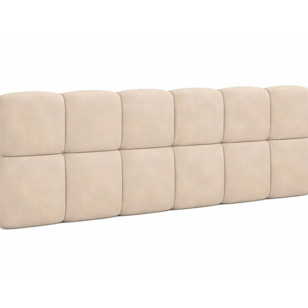 Tête de lit suspendue matelassée NUAGE velours beige 160 cm>IDMarket Hot