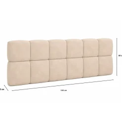 Tête de lit suspendue matelassée NUAGE velours beige 160 cm><noscript><img width=