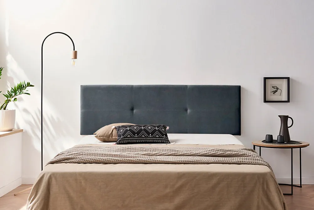 Tête de Lit Tapisée ALMA Aqualine 130x50x5 cm - Gris Foncé ->Moonia Online