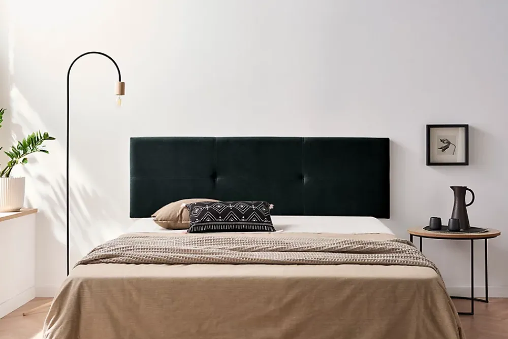 Moonia Tête de Lit Tapisée ALMA Aqualine 170x50x5 cm - Noir -* Tête De Lit