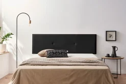 Moonia Tête de Lit Tapisée ALMA Simili cuir 145x50x5 cm - Noir -* Tête De Lit