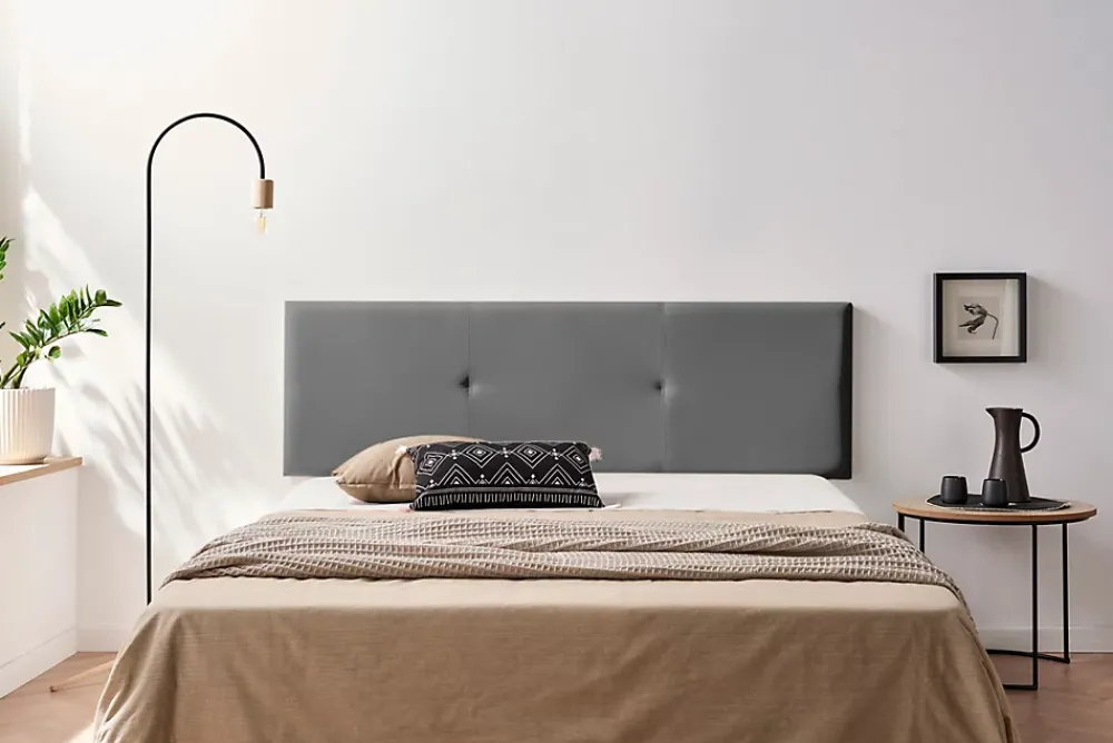 Moonia Tête de Lit Tapisée ALMA Simili cuir 90x50x5 cm - Gris Foncé -* Tête De Lit