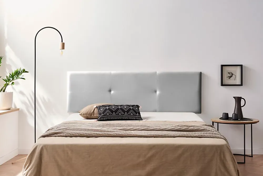 Moonia Tête de Lit Tapisée ALMA Simili cuir 90x50x5 cm - Argent -* Tête De Lit