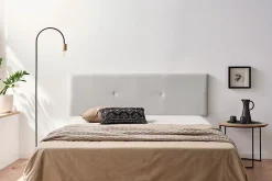 Moonia Tête de Lit Tapisée ALMA Simili cuir 100x50x5 cm - Gris Clair -* Tête De Lit