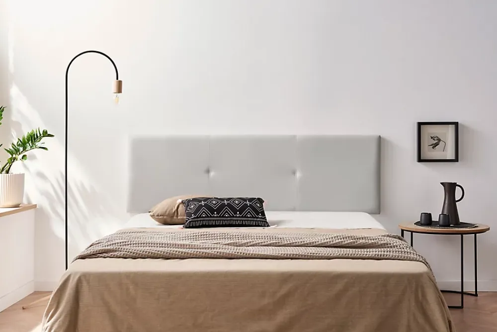 Moonia Tête de Lit Tapisée ALMA Simili cuir 100x50x5 cm - Gris Clair -* Tête De Lit