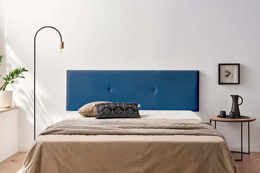 Moonia Tête de Lit Tapisée ALMA Simili cuir 145x50x5 cm - Bleu Foncé -* Tête De Lit