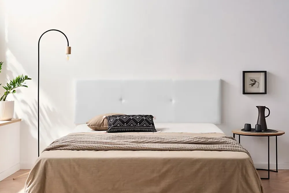 Moonia Tête de Lit Tapisée ALMA Simili cuir 130x50x5 cm - Blanc -* Tête De Lit