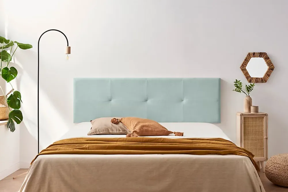 Moonia Tête de Lit Tapisée ALTEA Aqualine 130x50x5 cm - Vert Aqua -* Tête De Lit