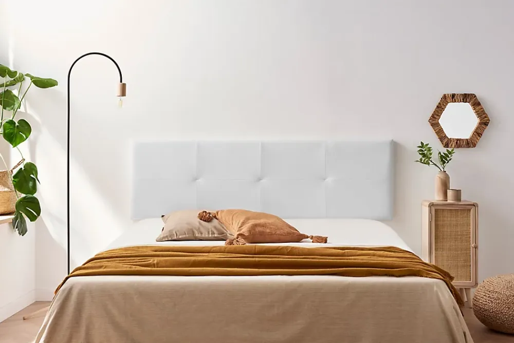 Moonia Tête de Lit Tapisée ALTEA Simili cuir 145x50x5 cm - Blanc -* Tête De Lit