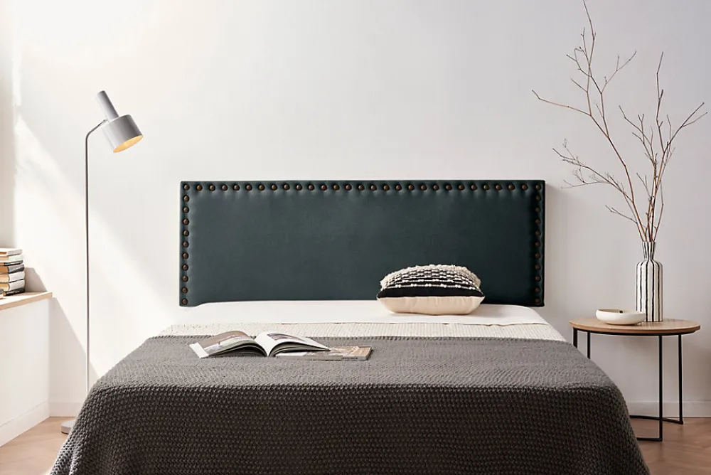 Tête de Lit Tapisée MODENA Aqualine 160x55x8 cm - Noir ->Moonia Outlet