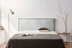 Moonia Tête de Lit Tapisée MODENA Simili cuir 130x55x8 cm - Argent -* Tête De Lit