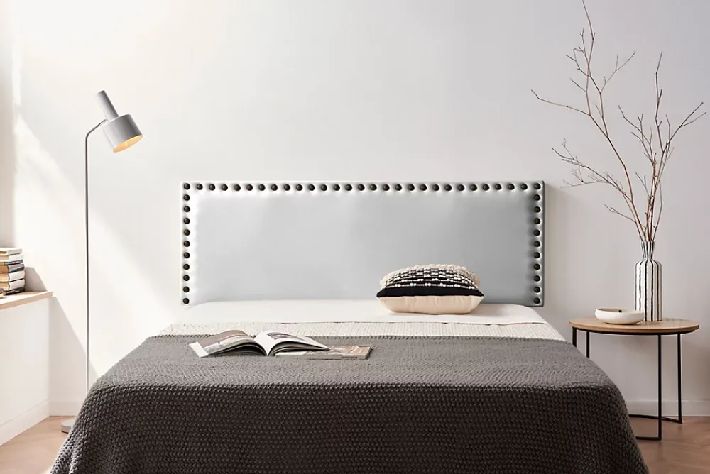 Moonia Tête de Lit Tapisée MODENA Simili cuir 115x55x8 cm - Argent -* Tête De Lit