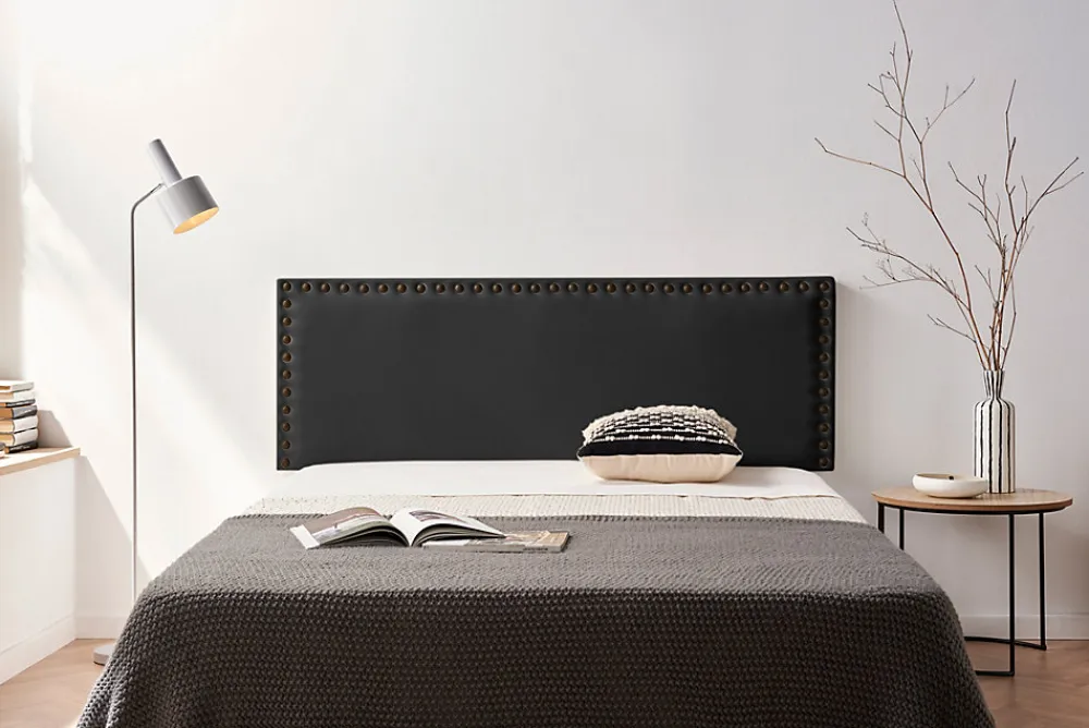 Tête de Lit Tapisée MODENA Simili cuir 100x55x8 cm - Noir ->Moonia Discount