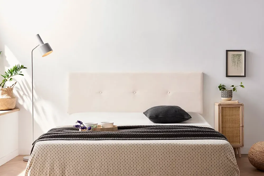Moonia Tête de Lit Tapisée NAPOLI Aqualine 160x50x5 cm - Beige -* Tête De Lit