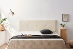 Tête de Lit Tapisée NAPOLI Simili cuir 145x50x5 cm - Blanc Cassé ->Moonia Sale
