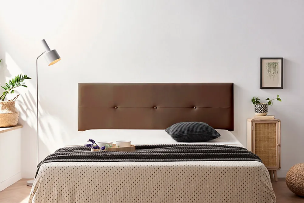 Tête de Lit Tapisée NAPOLI Simili cuir 115x50x5 cm - Marron ->Moonia Discount