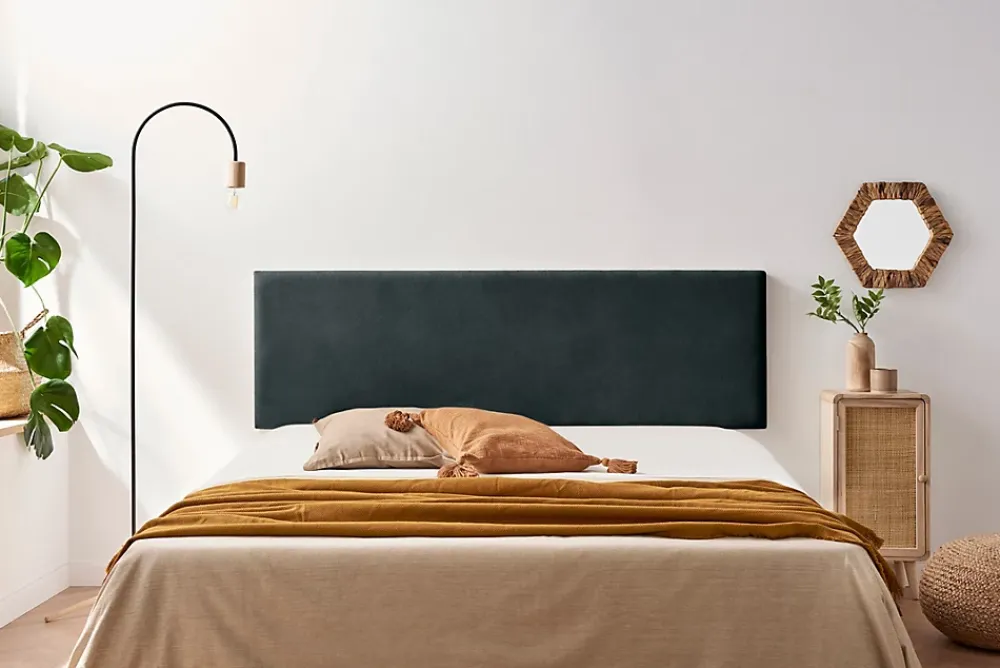 Moonia Tête de Lit Tapisée NOVA Aqualine 130x50x5 cm - Noir -* Tête De Lit
