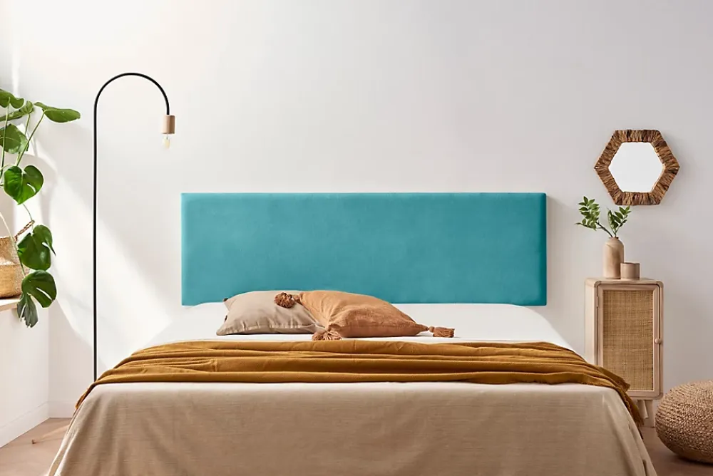 Moonia Tête de Lit Tapisée NOVA Aqualine 100x50x5 cm - Turquoise -* Tête De Lit