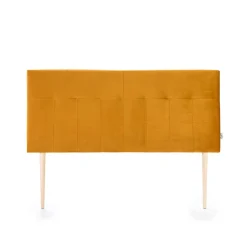 Tête de lit tapissée Napoles 160x100 cm Moutarde, Velours, Pieds en Bois><noscript><img width=