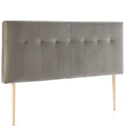 Vs Venta-Stock Tête de lit tapissée Napoles 160x100 cm Gris, Velours, Pieds en Bois* Tête De Lit