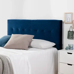 Vs Venta-Stock Tête de lit tapissée Napoles 160x100 cm Bleu, Velours, Pieds en Bois* Tête De Lit