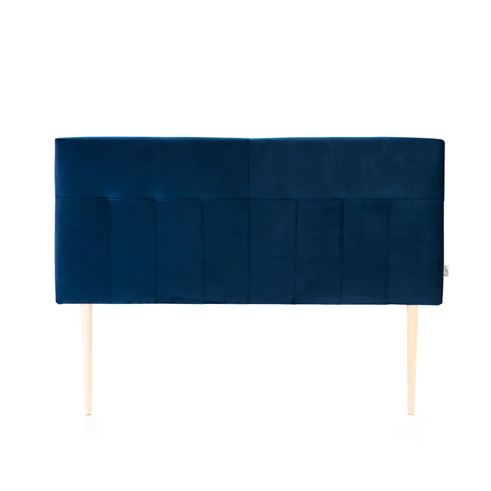 Vs Venta-Stock Tête de lit tapissée Napoles 160x100 cm Bleu, Velours, Pieds en Bois* Tête De Lit