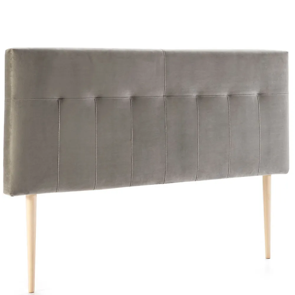 Tête de lit tapissée Napoles 140x100 cm Gris, Velours, Pieds en Bois>Vs Venta-Stock Discount