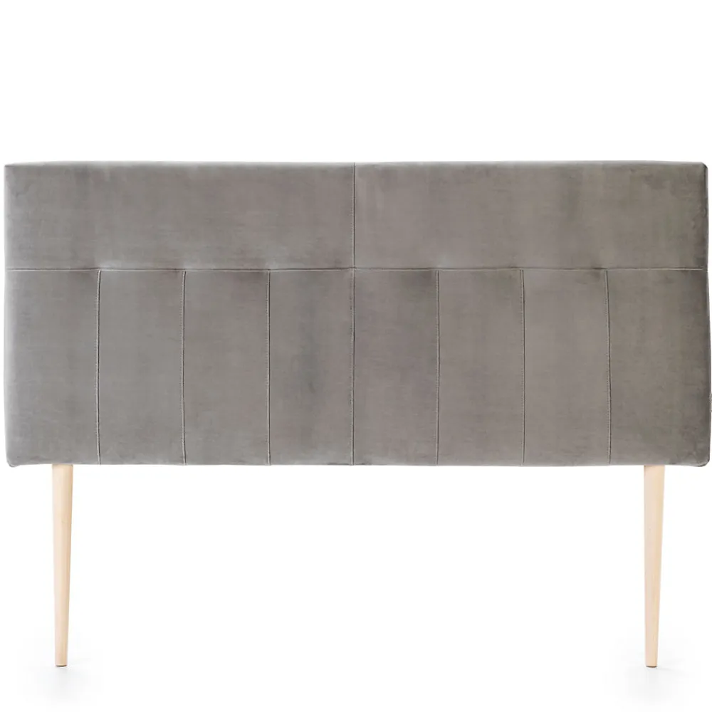 Tête de lit tapissée Napoles 140x100 cm Gris, Velours, Pieds en Bois>Vs Venta-Stock Discount