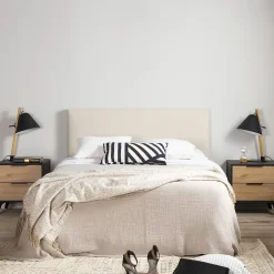 Vs Venta-Stock Tête de lit tapissée Tagomago 140x60 cm de Lin Naturel, 8 cm d'épaisseur* Tête De Lit