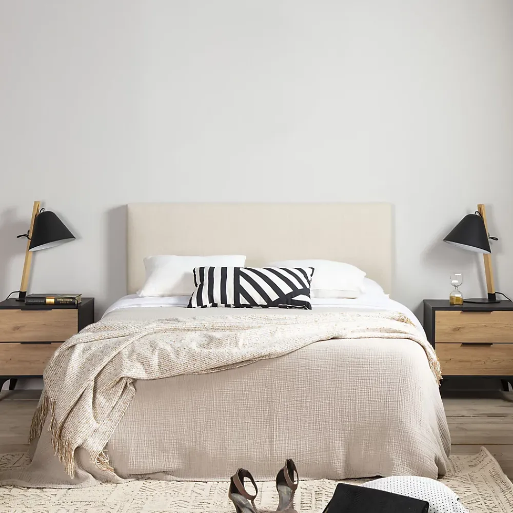 Vs Venta-Stock Tête de lit tapissée Tagomago 140x60 cm de Lin Naturel, 8 cm d'épaisseur* Tête De Lit