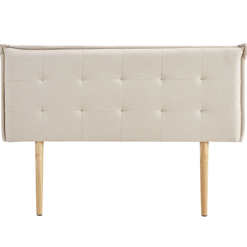 Tête de lit TIMOTHÉ 140 capitonnée sur pieds, en tissu - Écru>Idimex New