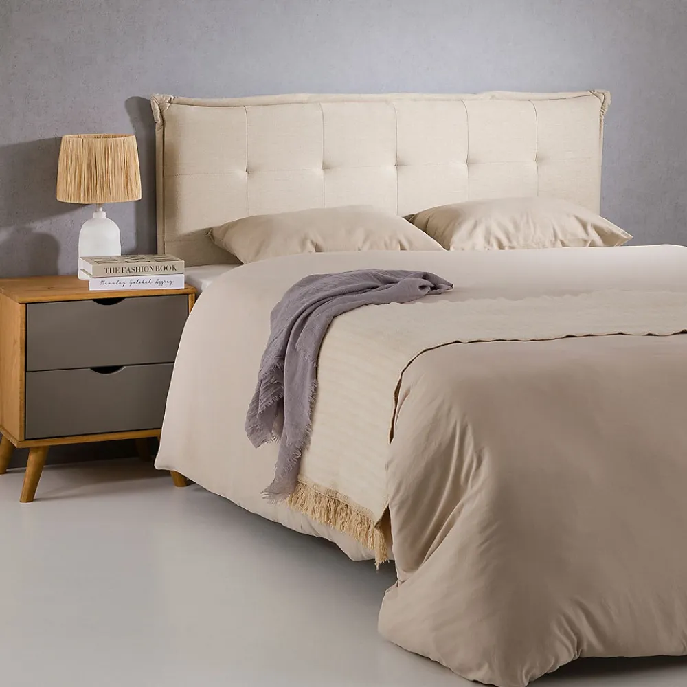 Tête de lit TIMOTHÉ 140 capitonnée sur pieds, en tissu - Écru>Idimex New