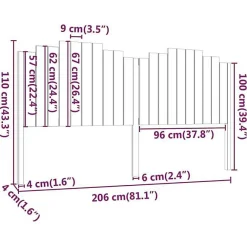 Tête de lit 206x4x110 cm Bois massif de pin><noscript><img width=