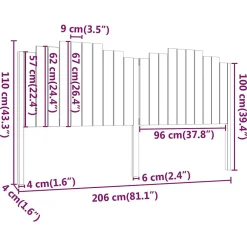 Tête de lit 206x4x110 cm Bois massif de pin><noscript><img width=