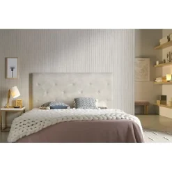 Tête de lit Zafiro pour lit 105 en tissu gris blanc 115x115x8.>Eccox New