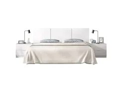 Dmora Tête du lit Oliwa, Tête de lit, Tête de lit pour la chambre, Appui-tête, 257x34 h96 cm, Blanc* Tête De Lit