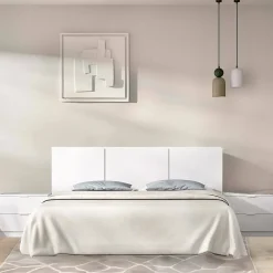 Dmora Tête du lit Oliwa, Tête de lit, Tête de lit pour la chambre, Appui-tête, 257x34 h96 cm, Blanc* Tête De Lit