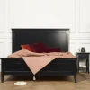 VANESSA Lit double style bord de mer en pin laqué noir, 160 x 200>Robin des bois