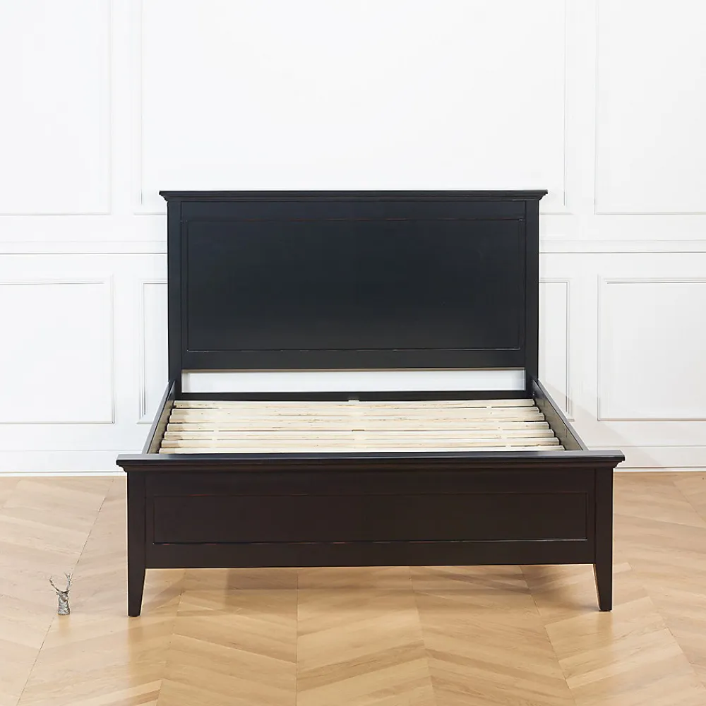 VANESSA Lit double style bord de mer en pin laqué noir, 160 x 200>Robin des bois