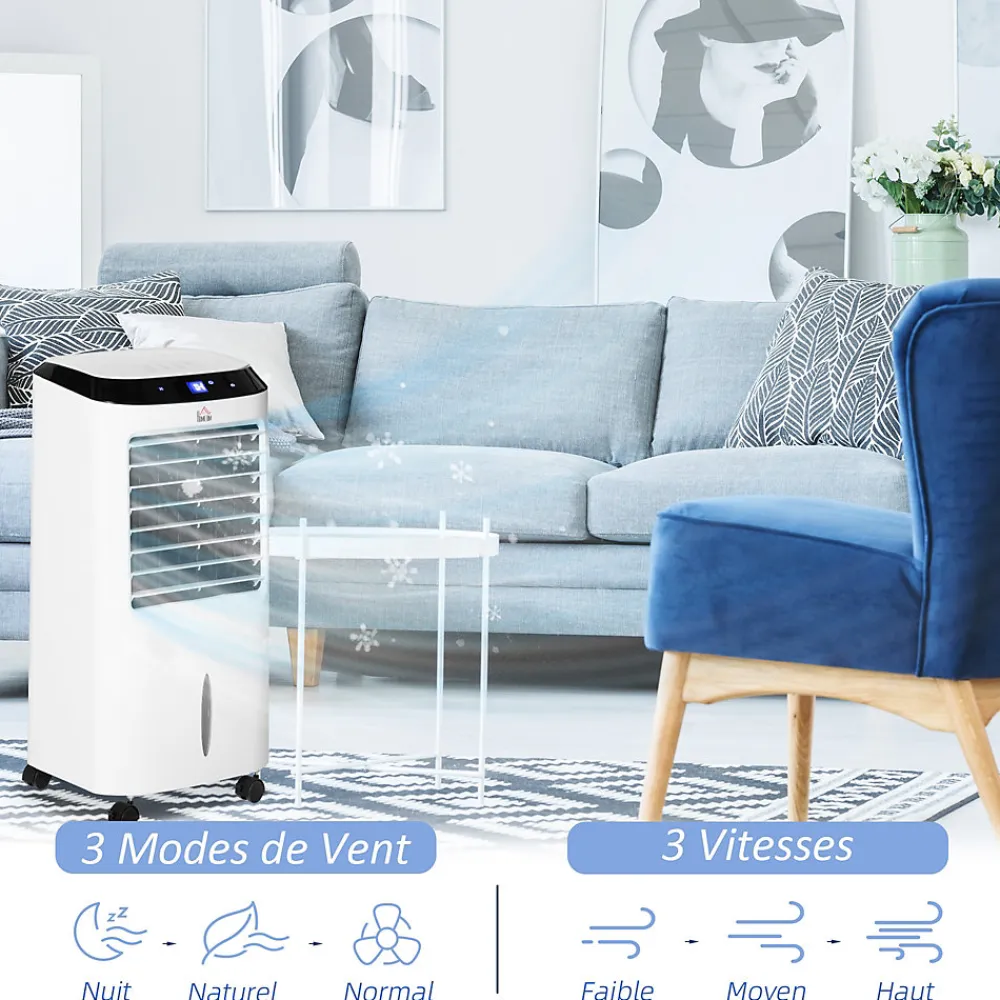 Ventilateur rafraichisseur humidificateur ioniseur 4 en 1 - portable oscillant 60W 10L - télécommande>Homcom Hot