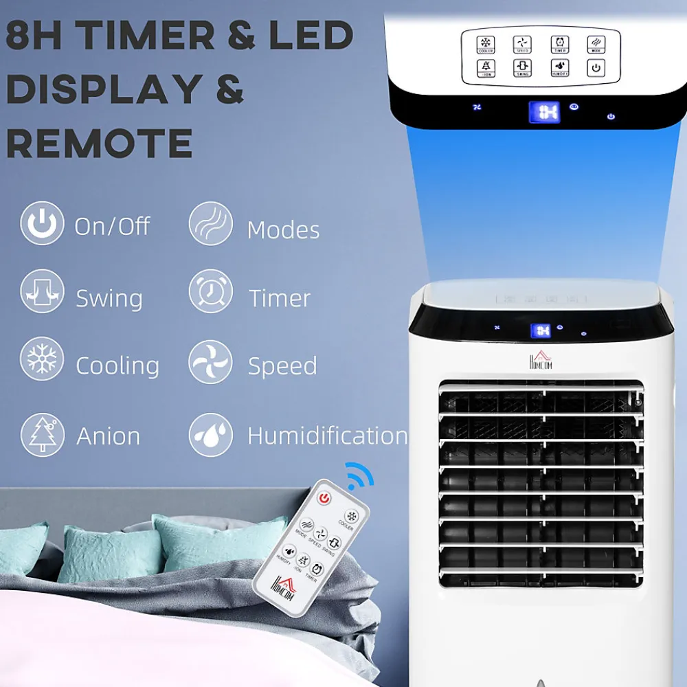 Ventilateur rafraichisseur humidificateur ioniseur 4 en 1 - portable oscillant 60W 10L - télécommande>Homcom Hot